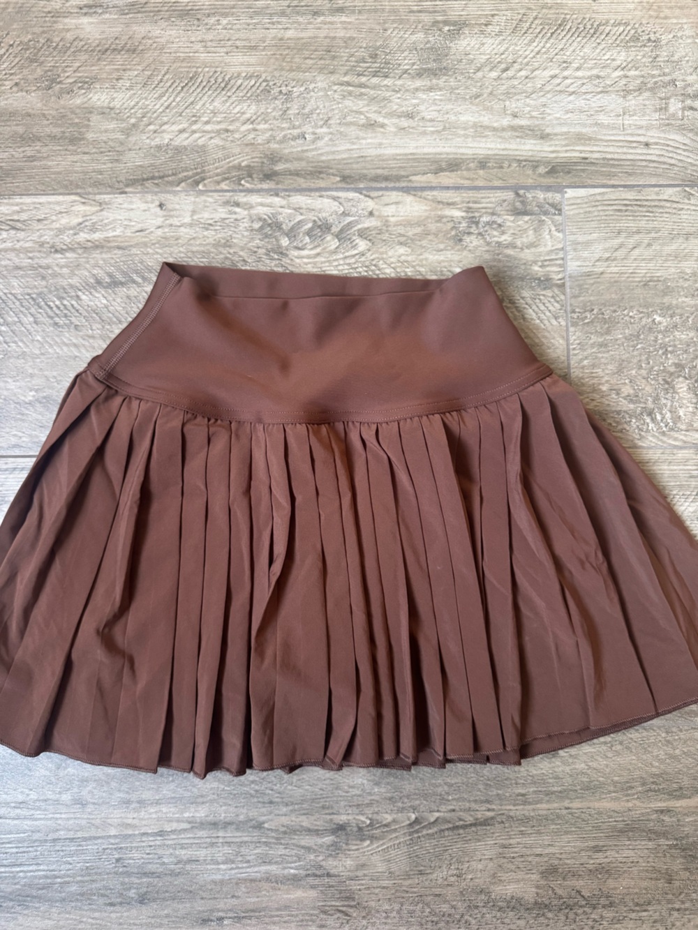CRZ YOGA Brown Pleated Skater Skirt